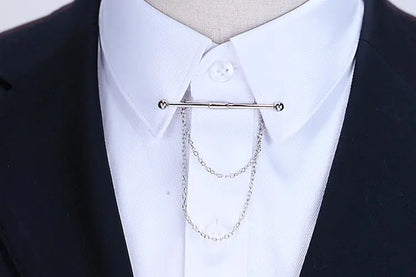Men's Simple Tassel Chain Shirt Collar Brooch