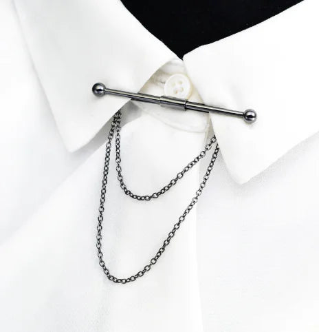 Men's Simple Tassel Chain Shirt Collar Brooch