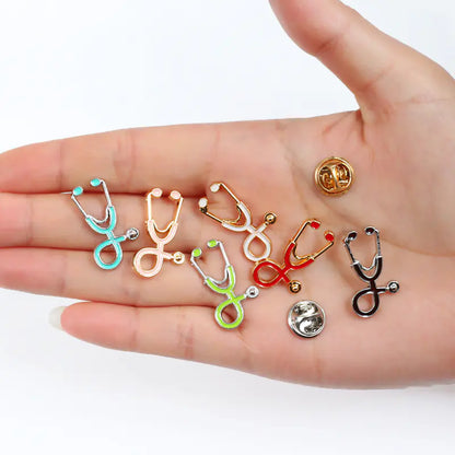 Cartoon Alloy Doctor Stethoscope Brooch Pin Accessory