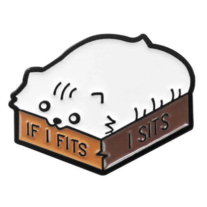 Flairs New York Animal Theme Enamel Lapel Pin Brooch Badge (Pack of 1 Pin [Cat] If I Fits I Sits)