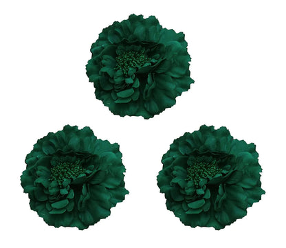 Koolgil Womens Bohemia Peony Flowers Hairpin Hair Clip Flower Brooch for Travel Party Festivals (3 Pcs Dark Green)