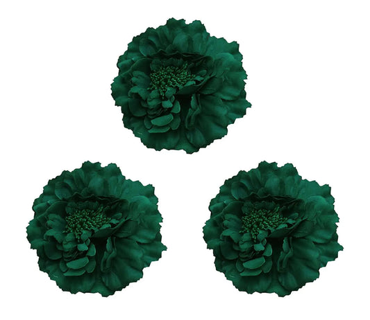 Koolgil Womens Bohemia Peony Flowers Hairpin Hair Clip Flower Brooch for Travel Party Festivals (3 Pcs Dark Green)