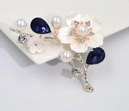 High-Grade Shell Crystal Plum Brooch for Parties