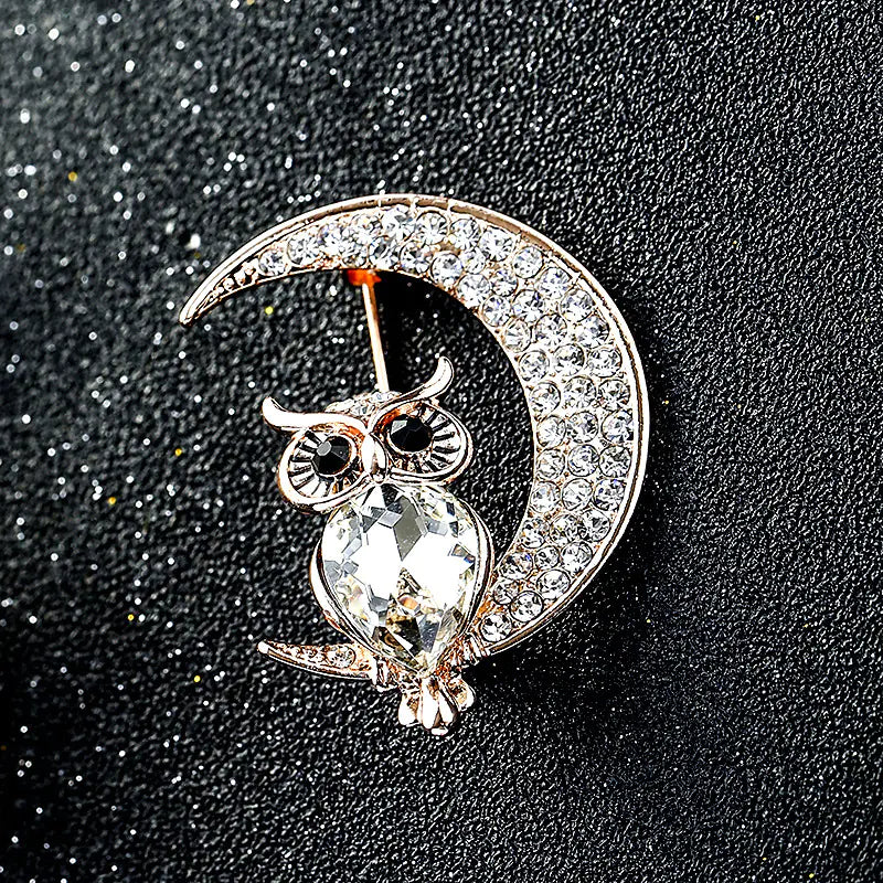 Cute Owl Crystal Brooch for Women - Vintage Animal Pin