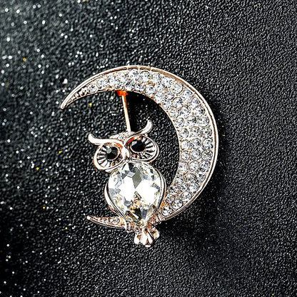 Cute Owl Crystal Brooch for Women - Vintage Animal Pin