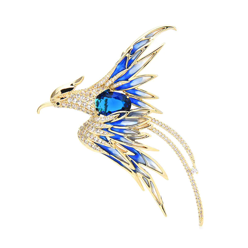Colorful Phoenix Classic Enamel Brooch with Diamonds