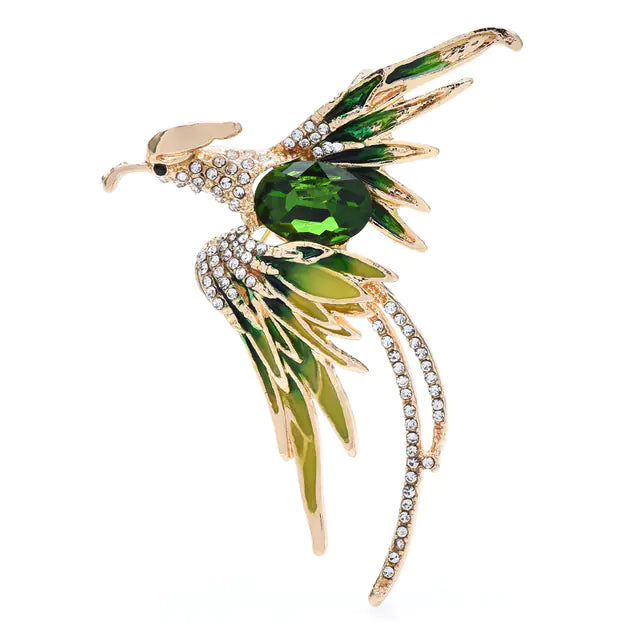 Colorful Phoenix Classic Enamel Brooch with Diamonds