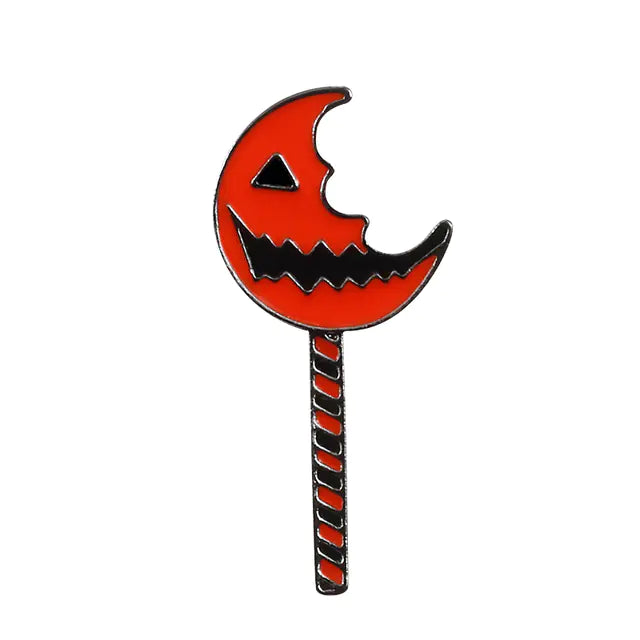 Punk Skull Hammer Brooch with Halloween Theme Elements