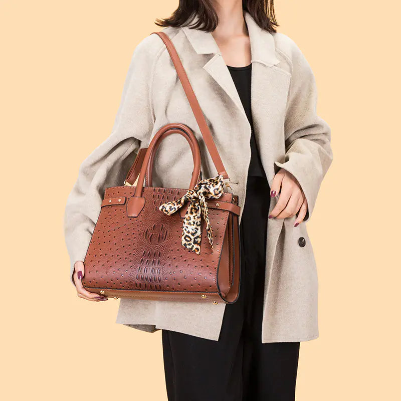 Retro Large-Capacity Crocodile Print Bag Set
