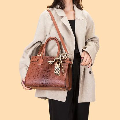 Retro Large-Capacity Crocodile Print Bag Set