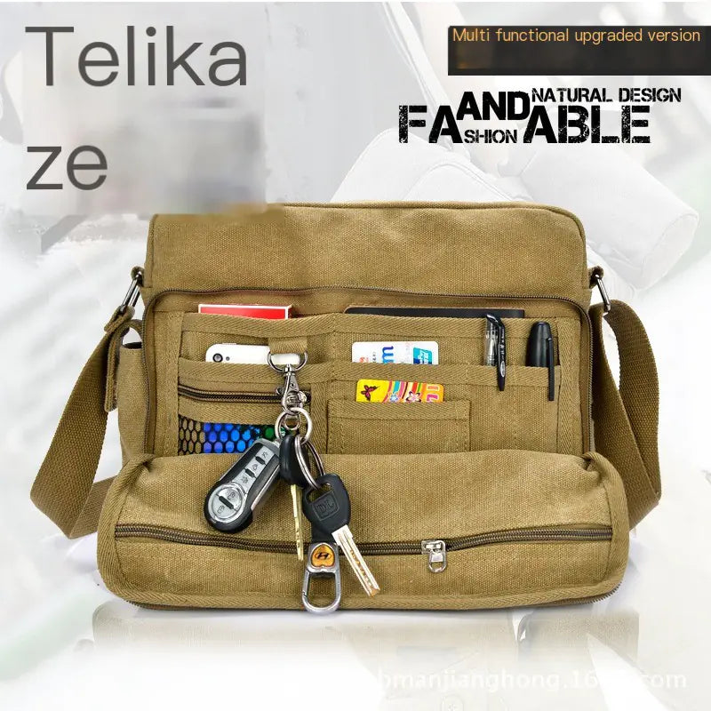 Vintage Canvas Crossbody Bag for Men