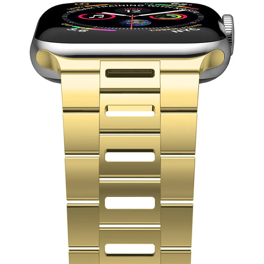 iiteeology Compatible with Apple Watch Band 42mm 41mm 40mm Series 10-1 Light Breathable Stainless Steel Band for iWatch Men Women - Yellow Gold