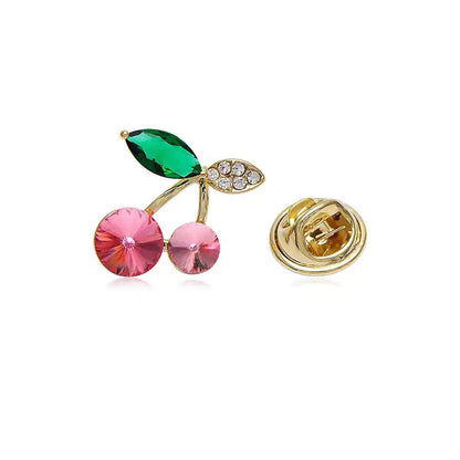 Cute Japanese Fruit Enamel Brooch - Peach & Cherry Pin