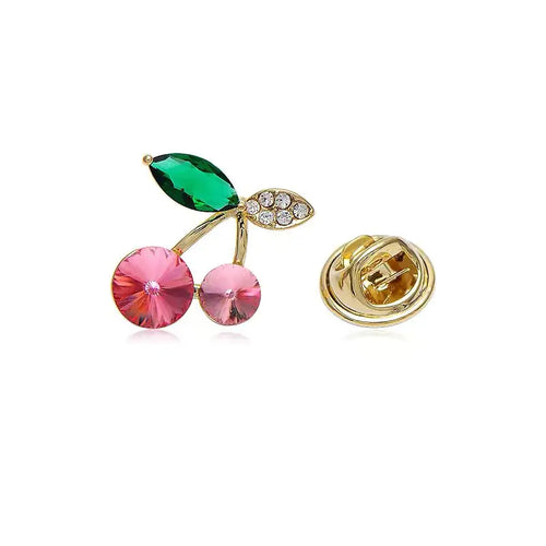 Cute Japanese Fruit Enamel Brooch - Peach & Cherry Pin