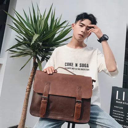 Retro PU Messenger Bag for Men - Casual Shoulder Bag