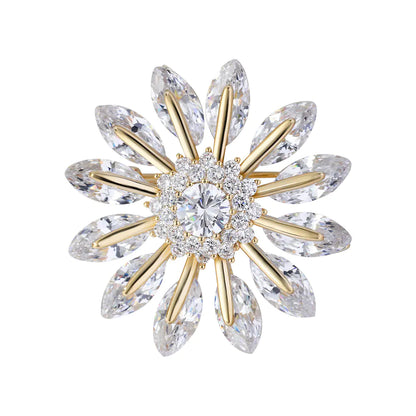 New Rotatable Zircon Daisy Brooch for Coats and Suits