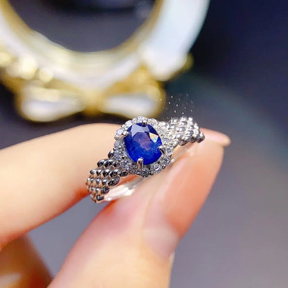 Natural Sapphire Silver Ring Jewelry