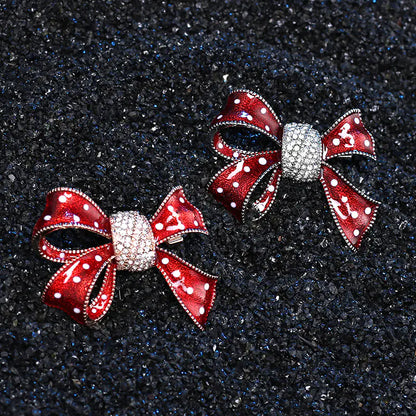 Korean Style Dual-Use Bow Tie Brooch with Rhinestones