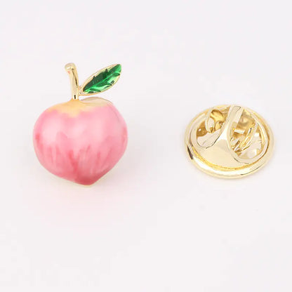 Cute Japanese Fruit Enamel Brooch - Peach & Cherry Pin