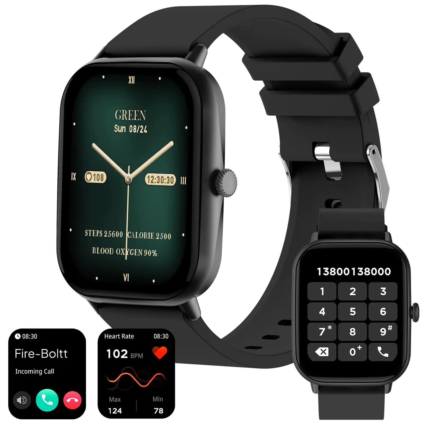 Fire-Boltt Ninja Call Pro Max 51.05mm (2.01 inch) Display Smart Watch Bluetooth Calling 120+ Sports Modes Health Suite Voice Assistance (Black)