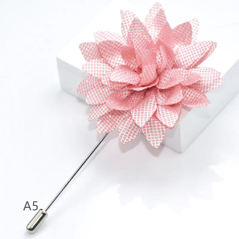 Camellia Fabric Brooch Tie Accessory for Suits