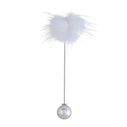 Mink Fur Brooch with Creative Pearl Pom-Pom Design