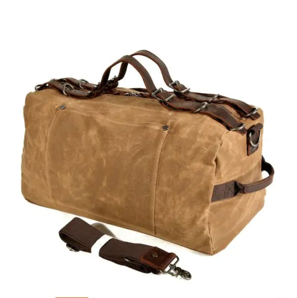 Retro Waxed Canvas Gym Duffel Bag for Men
