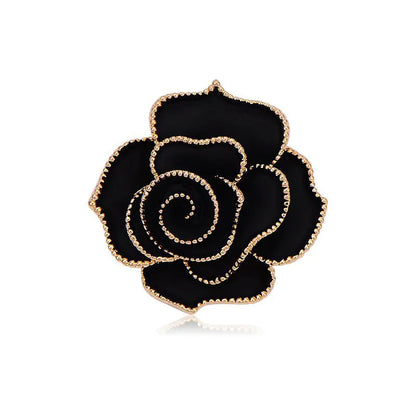 Fashion Alloy Suit Accessories Black Rose Brooch for Women