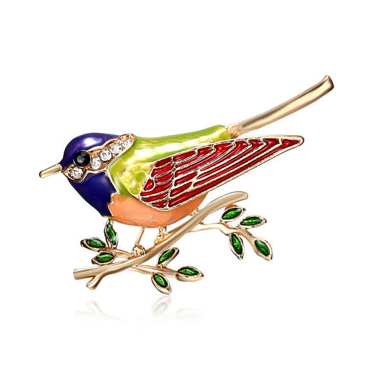 Fashionable Bird and Branch Brooch with Alloy Detail