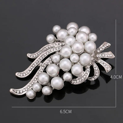 Vintage Pearl Brooch with Diamond Accents for Women