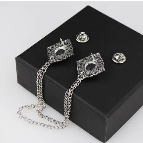 Retro British Style Alloy Double Layer Tassel Brooch