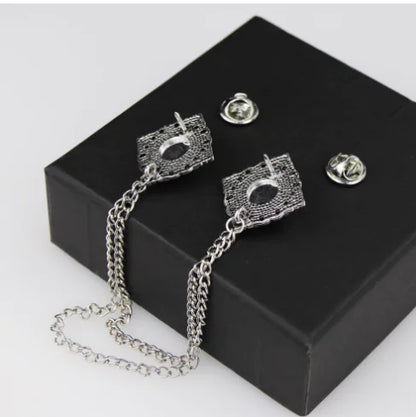 Retro British Style Alloy Double Layer Tassel Brooch