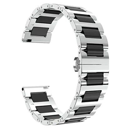 BINLUN MensWatch Band Stainless Steel Ceramic Replacement Watch Bracelet Polished Strap 12mm/14mm/16mm/18mm/20mm/22mm with Butterfly Buckle 6 Colors