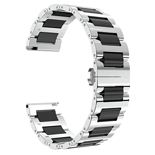 BINLUN MensWatch Band Stainless Steel Ceramic Replacement Watch Bracelet Polished Strap 12mm/14mm/16mm/18mm/20mm/22mm with Butterfly Buckle 6 Colors