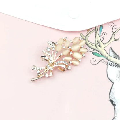 Opal Rhinestone Wheat Spike Flower Brooch for Women