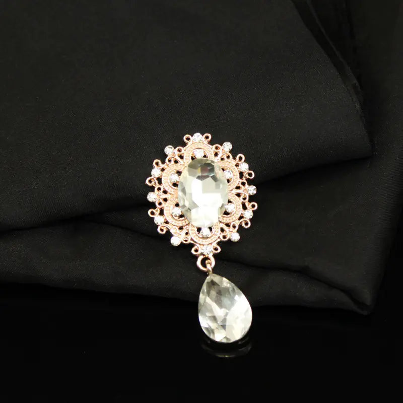 2020 Vintage Water Drop Glass Brooch Pin for Scarf