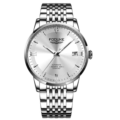 Men's Automatic Swiss Brand Skeleton Watch with Diamonds