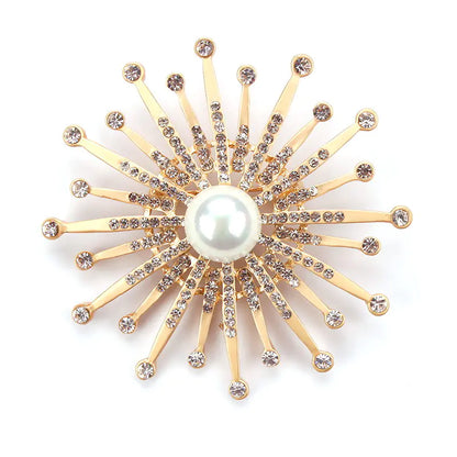 Vintage Pearl Brooch with Diamond Accents for Women