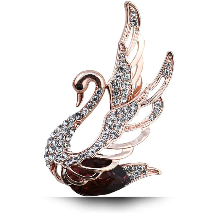 Elegant Crystal Diamond Swan Brooch for Women
