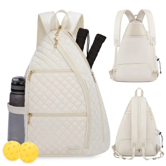 Sucipi Pickleball Bag for Women Pickleball Backpack Quilted Crossbody Sling Bag Tennis Bag Backpack Pickle Ball Paddle Bag