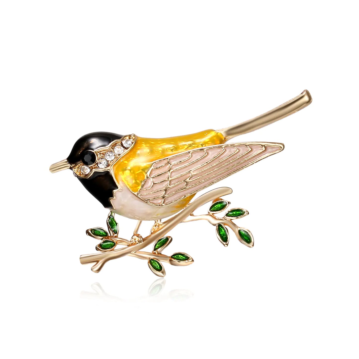 Fashionable Bird and Branch Brooch with Alloy Detail