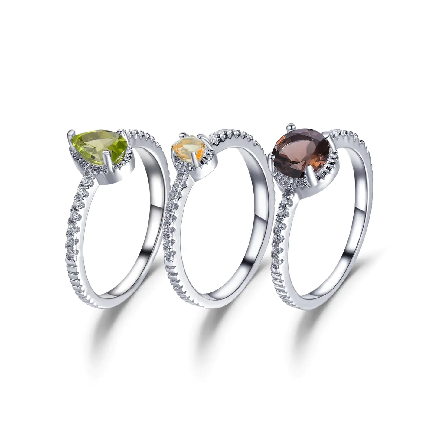 Natural Topaz and Diopside Ring Set