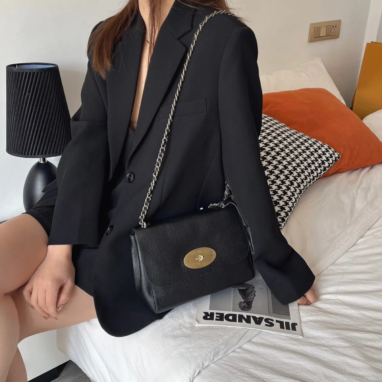 Women's Stylish Leather Buckle Small Square Bag