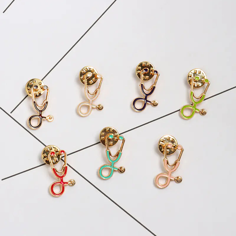 Cartoon Alloy Doctor Stethoscope Brooch Pin Accessory