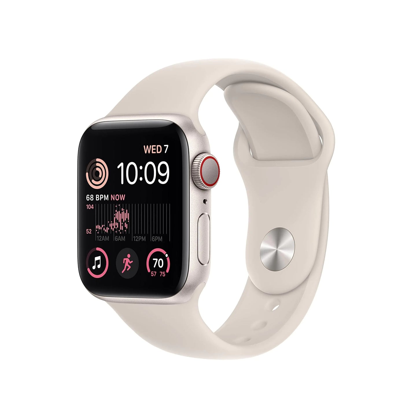 Apple Watch SE (2nd Gen) (GPS + Cellular 40mm) - Starlight Aluminum Case with Starlight Sport Band M/L (Renewed)