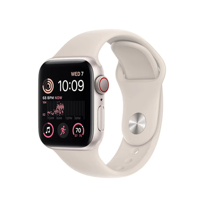 Apple Watch SE (2nd Gen) (GPS + Cellular 40mm) - Starlight Aluminum Case with Starlight Sport Band M/L (Renewed)