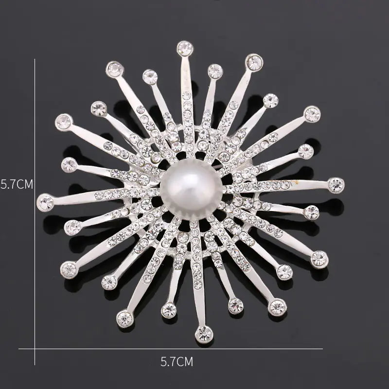 Vintage Pearl Brooch with Diamond Accents for Women