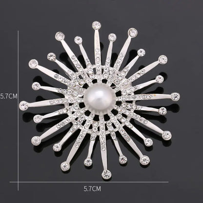 Vintage Pearl Brooch with Diamond Accents for Women
