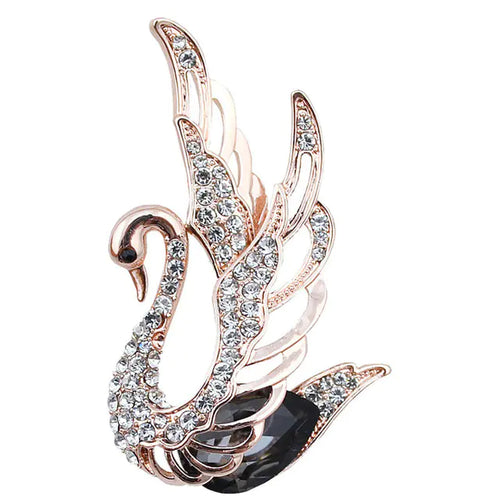 Elegant Crystal Diamond Swan Brooch for Women