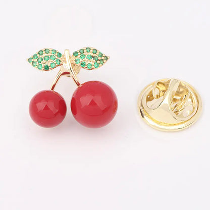 Cute Japanese Fruit Enamel Brooch - Peach & Cherry Pin